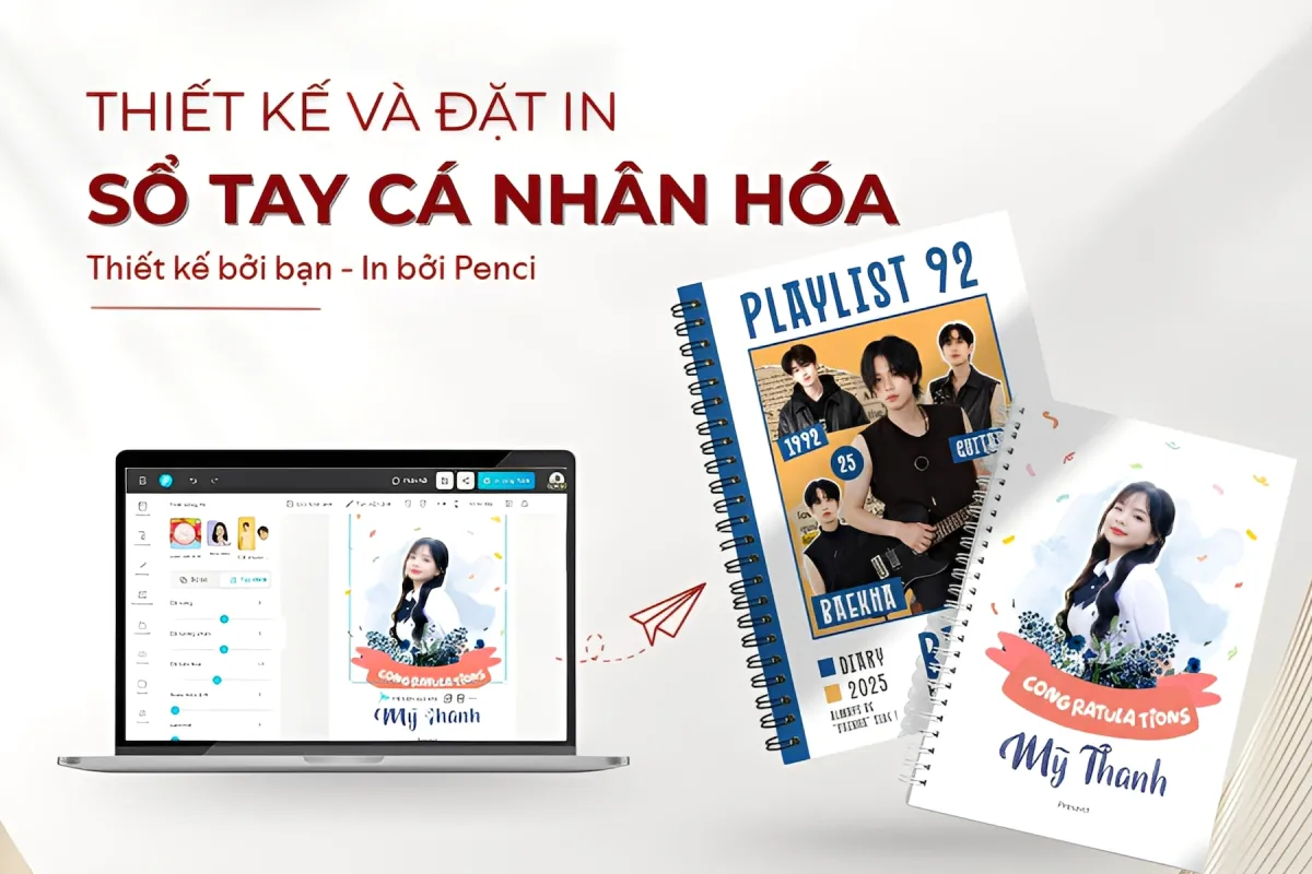 In sổ tay lò xo theo yêu cầu, in sổ tay cá nhân hóa thiết kế riêng - Tự thiết kế sổ tay online miễn phí, đơn giản với công cụ Penci